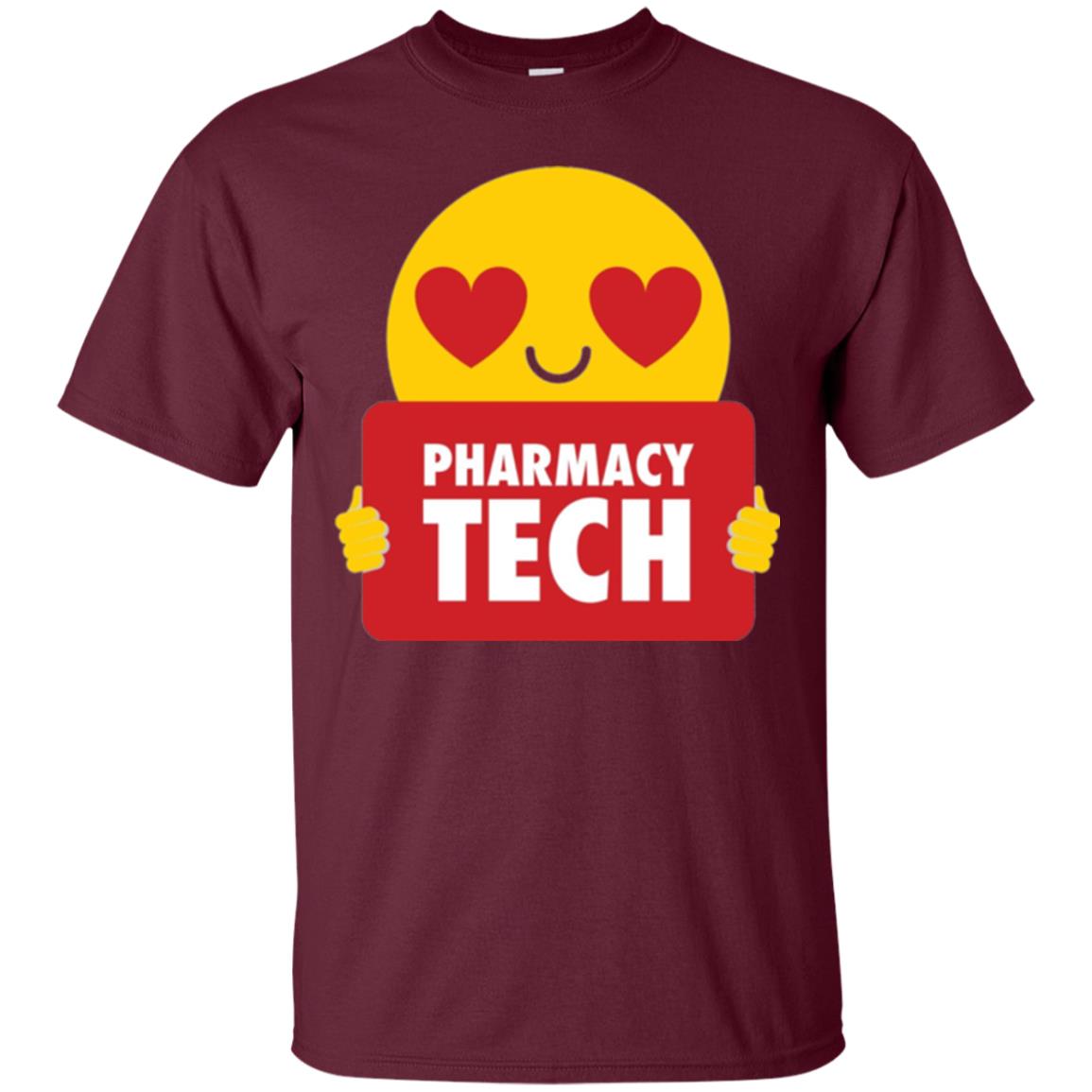 Pharmacy Tech T-shirt Heart Eye Emoji Maroon