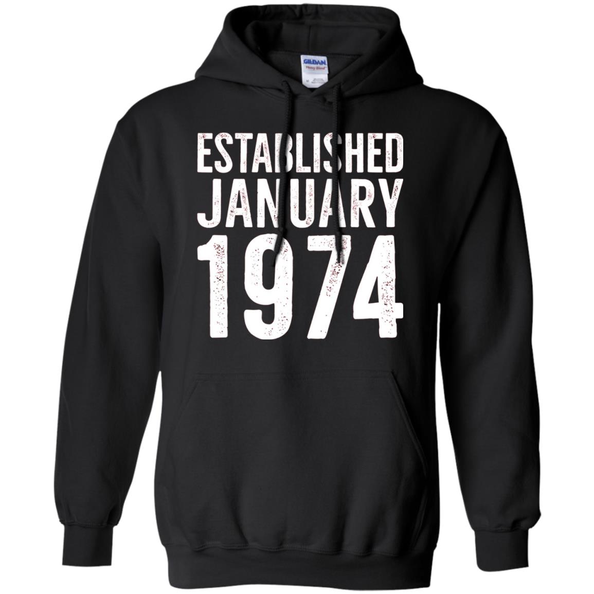 Established January 1974 43rd Birthday T-shirt Black