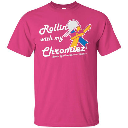 Rolling With My Ehromiez Down Syndrome Awareness T-shirt Heliconia