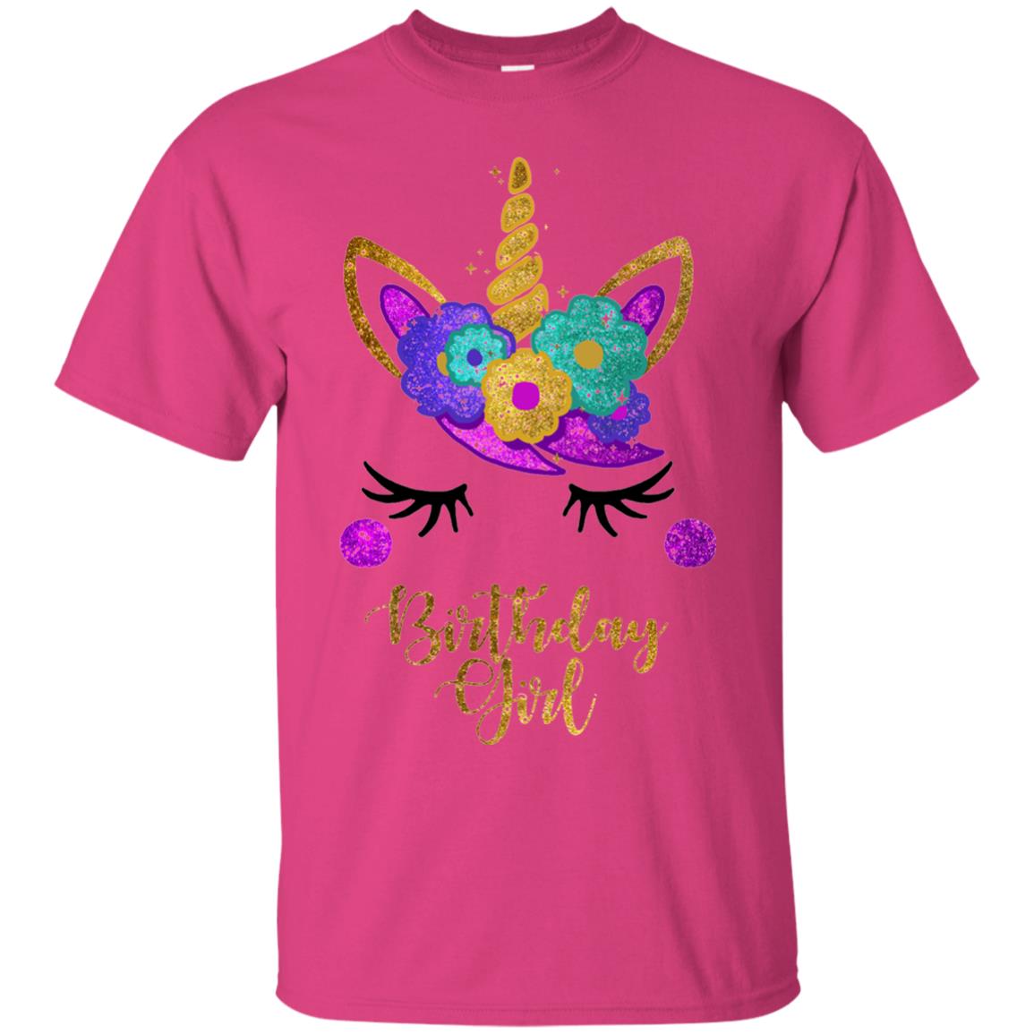 Unicorn Birthday Girl T-shirt Heliconia
