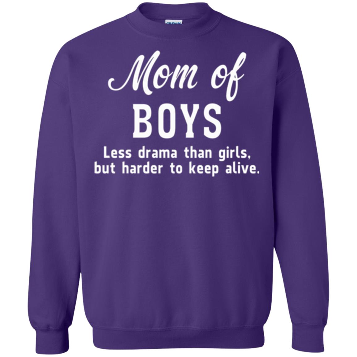 Mom Of Boys Less Drama Than Girls But Harder To Keep Alive T-shirt Mothers Day Purple