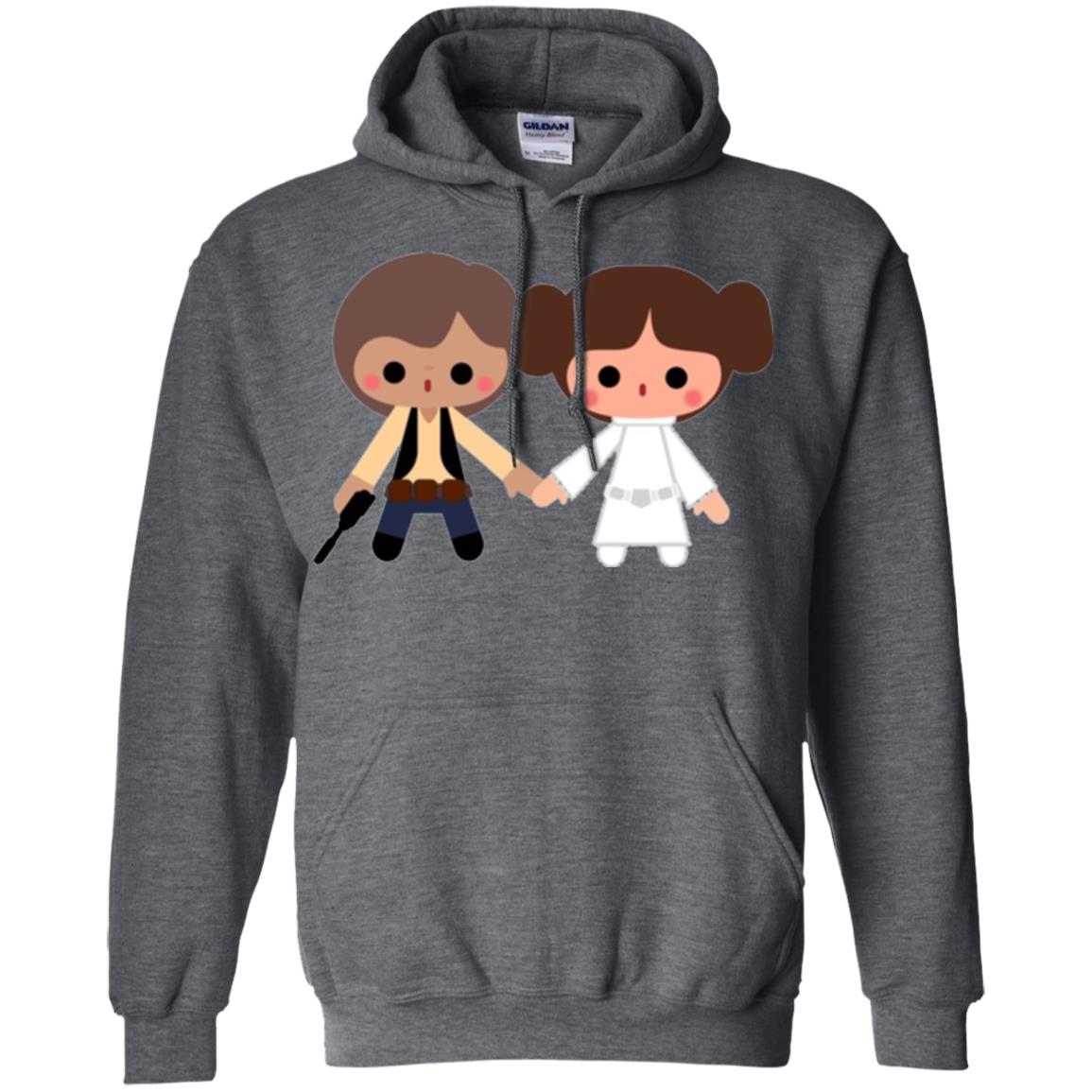 Cartoon T-shirt Han Solo Princess Leia Dark Heather
