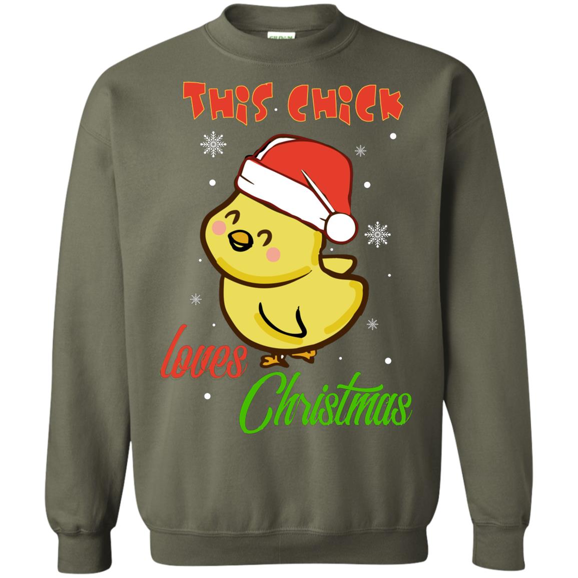 This Chicks Loves Christmas X-mas Gift Shirt Military Green