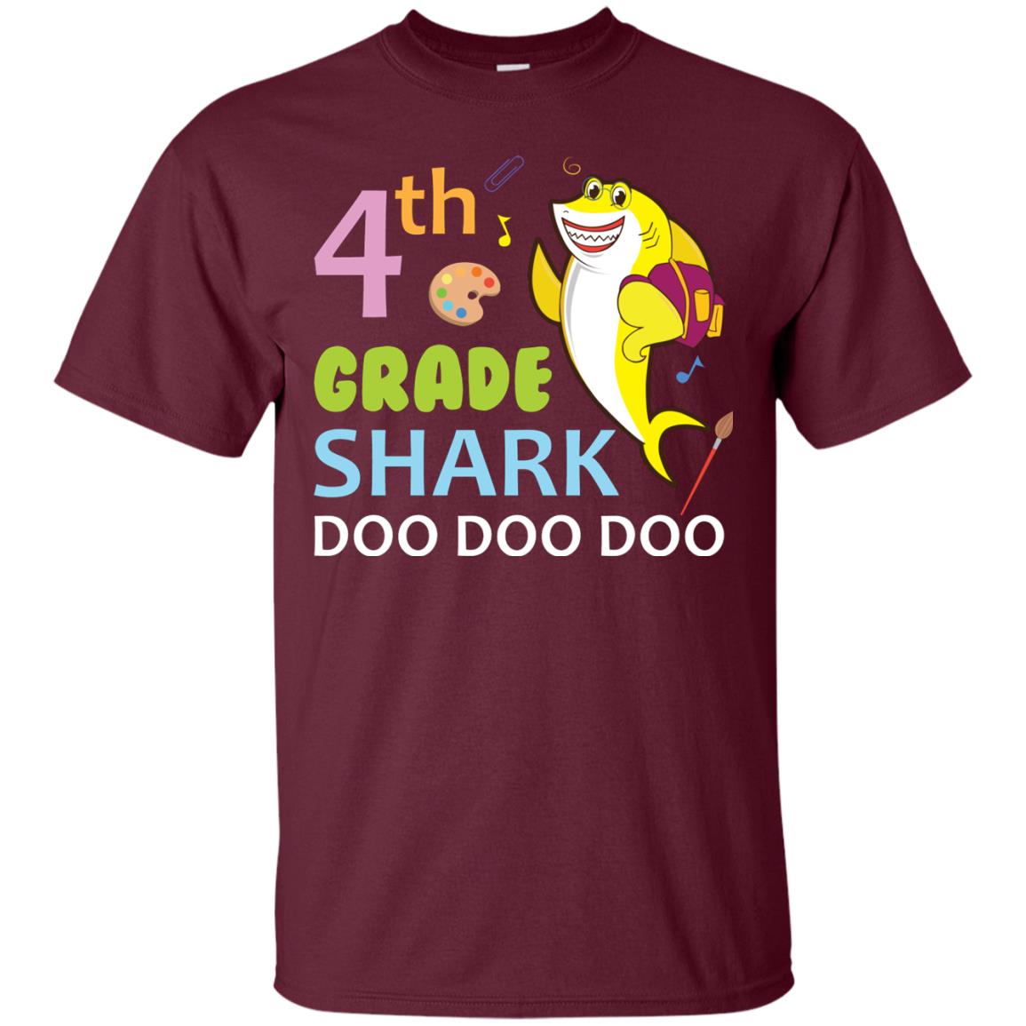 4th Grade Shark Doo Doo Doo Back To School T-shirt Maroon