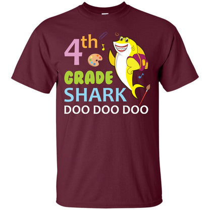 4th Grade Shark Doo Doo Doo Back To School T-shirt Maroon