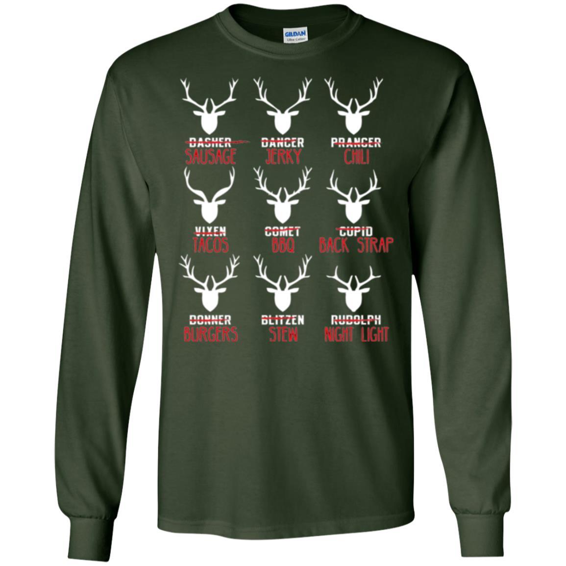 Christmas T-shirt Hunters All Of Santa's Reindeer Forest Green