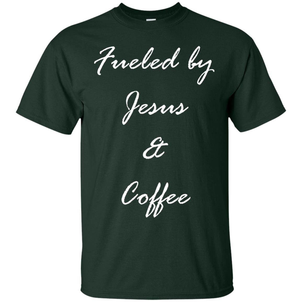 Fueled By Jesus Coffee Graphic Christian T-shirt Forest