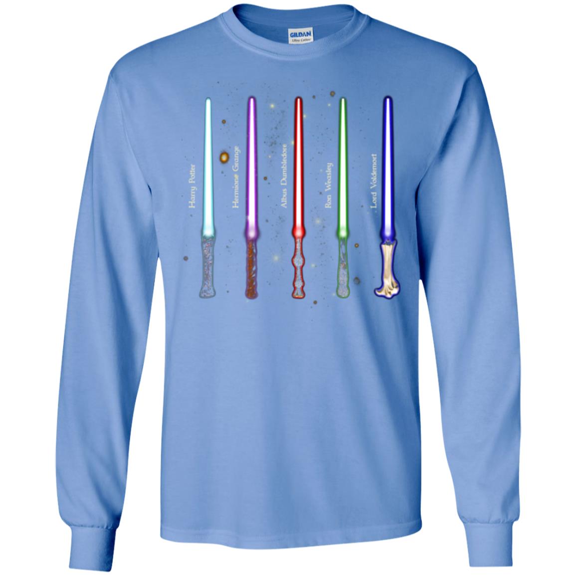 Harry Potter Lightsaber Wands Movie Fan T-shirt Carolina Blue