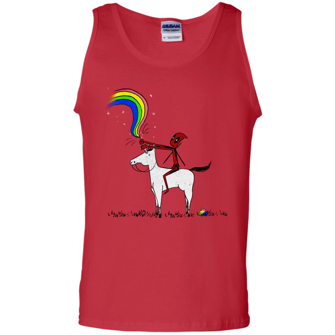 Deadpool With Unicorn Movie T-shirt Red