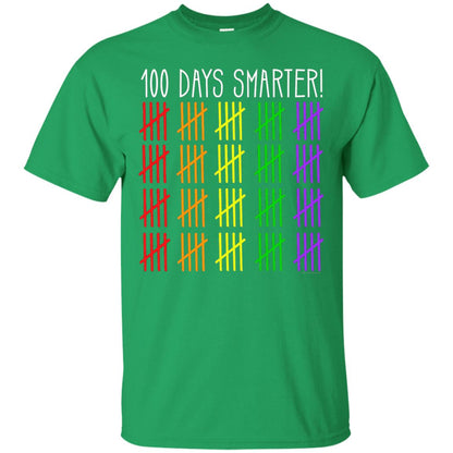 Kids T-shirt 100 Days Smarter Counting Hash Marks Days Of School Irish Green