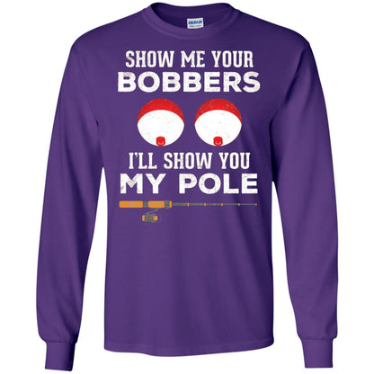 Fisherman T-shirt Show Me Your Bobbers Purple