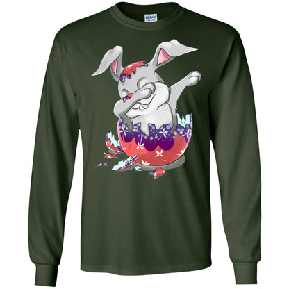 Funny Dabbing Bunny T-shirt For Kids Easter Gift Forest Green