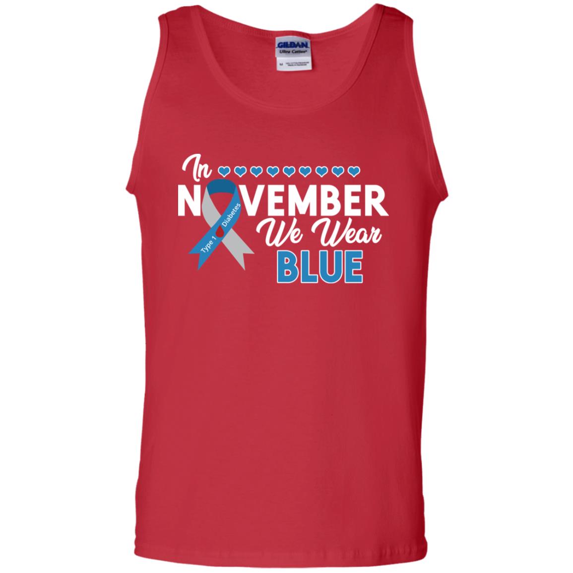 In November We Wear Blue Diabetes Awareness Type 1 Shirt Red