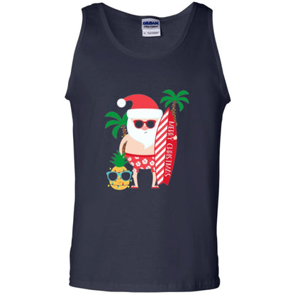 Christmas T-shirt Santa Claus Surfing Hawaiian Navy