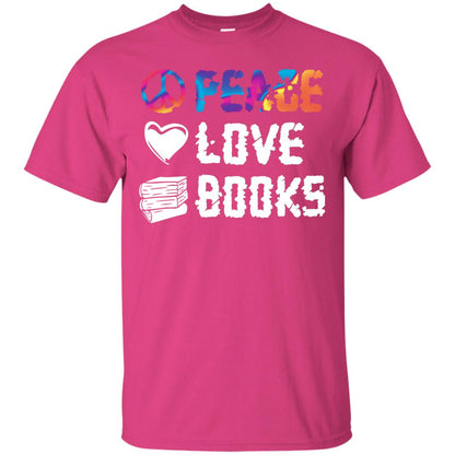 Peace Love Books Best Reading Shirt For Book Lover Heliconia