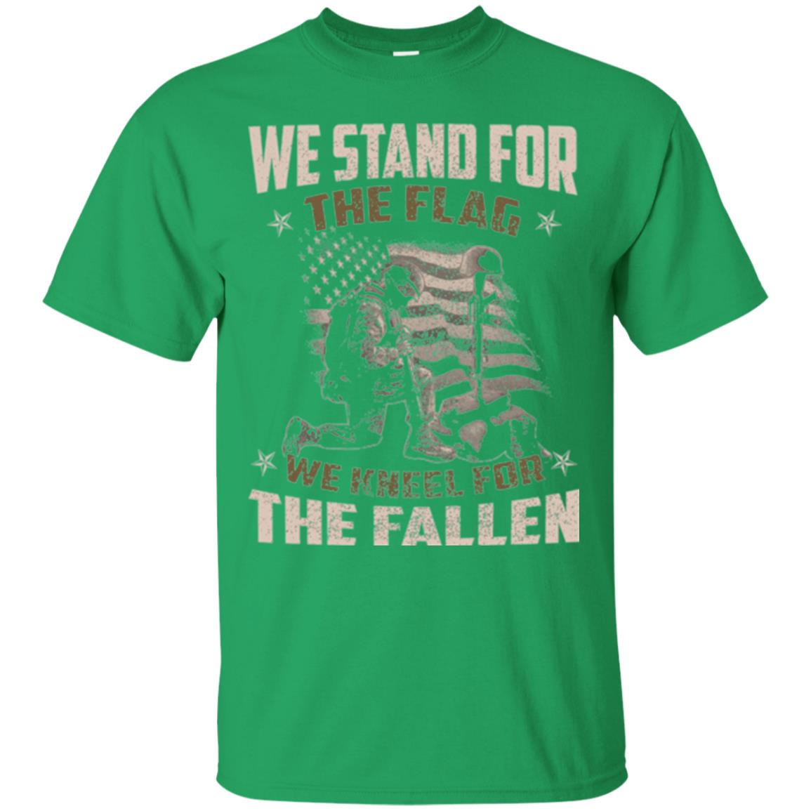 Veteran T-shirt We Stand For The Flag, We Kneel For The Fallen Irish Green