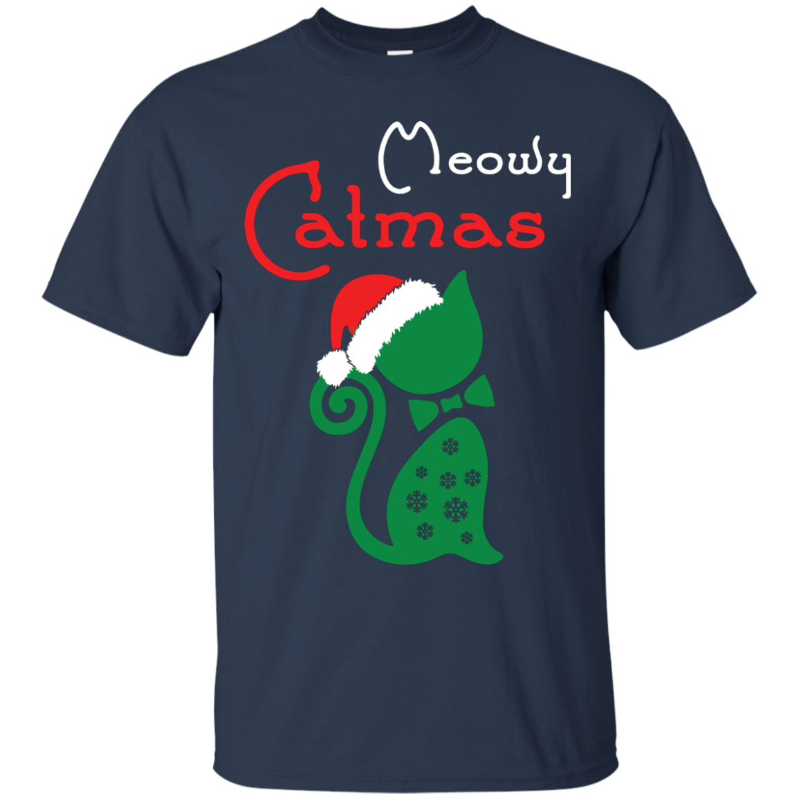 Cat Christmas T-Shirt Meowy Catmas Navy