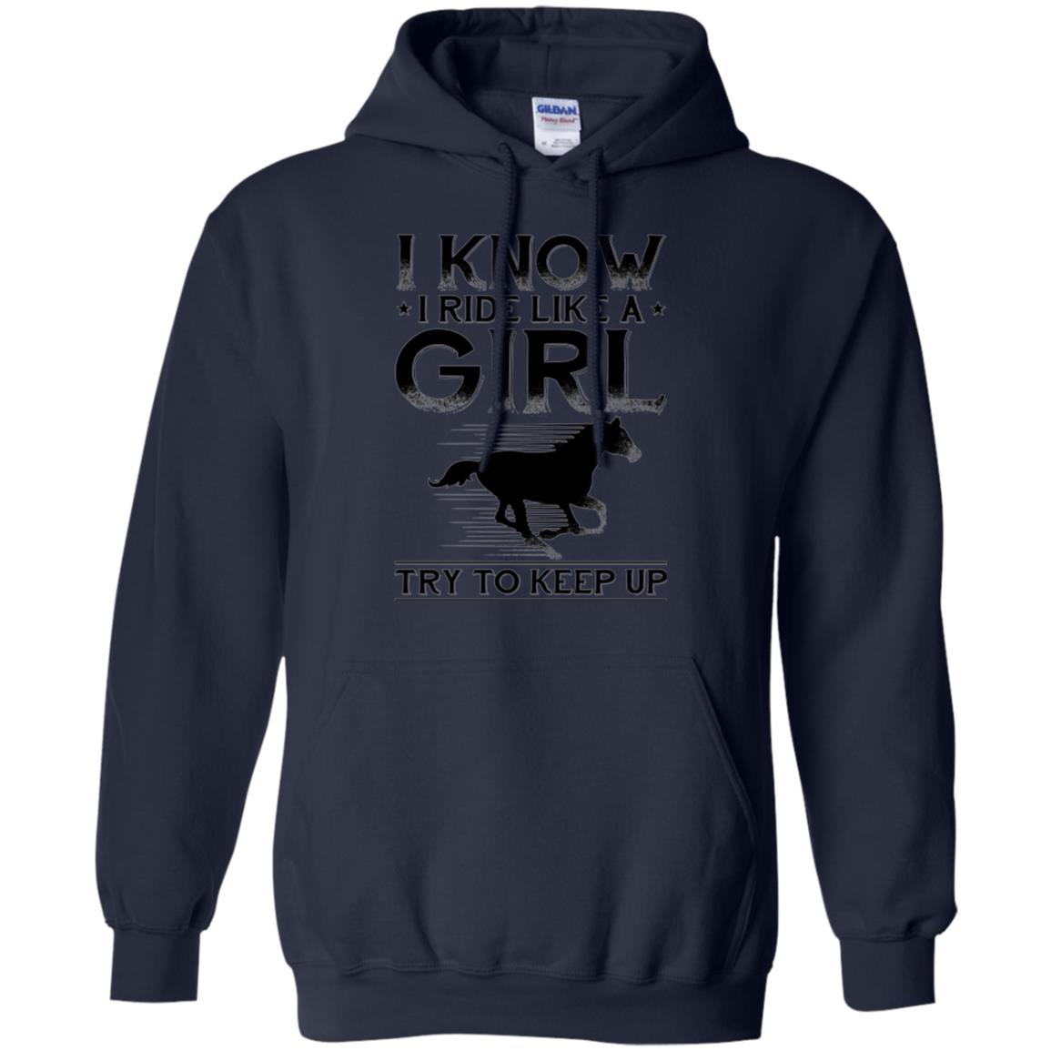 Horse Lovers T-shirt I Know I Ride Like A Girl Navy