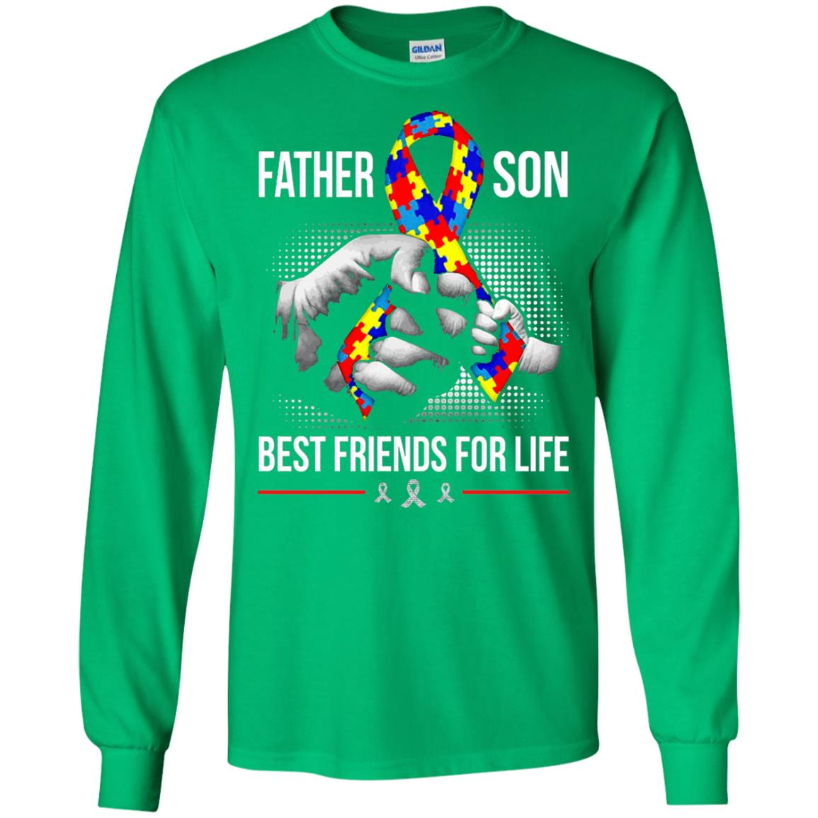 Father And Son Best Friends For Life Autism Awareness T-shirt Irish Green