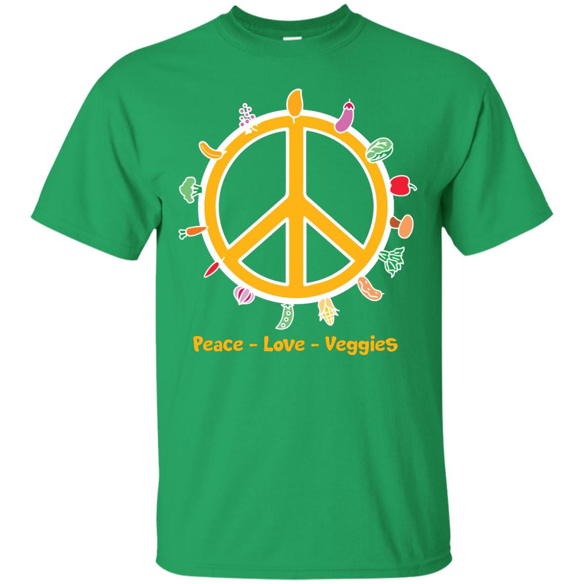 Vegetarian T-shirt Peace Love Veggies Irish Green