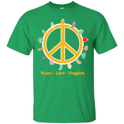 Vegetarian T-shirt Peace Love Veggies Irish Green