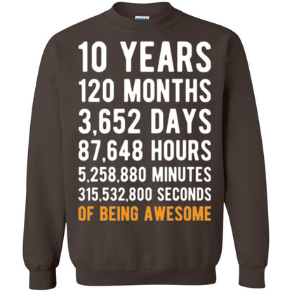 Birthday T-shirt 10 Years Old Of Being Awesome Dark Chocolate