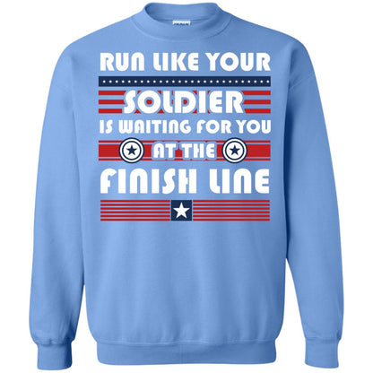 Soldier T-shirt Run Like Your Soldier Is Waiting For You At The Finish Line Carolina Blue