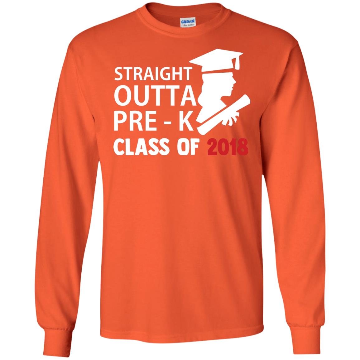 Straight Outta Pre-k Class Of 2018 Preschool Graduation Shirt Orange