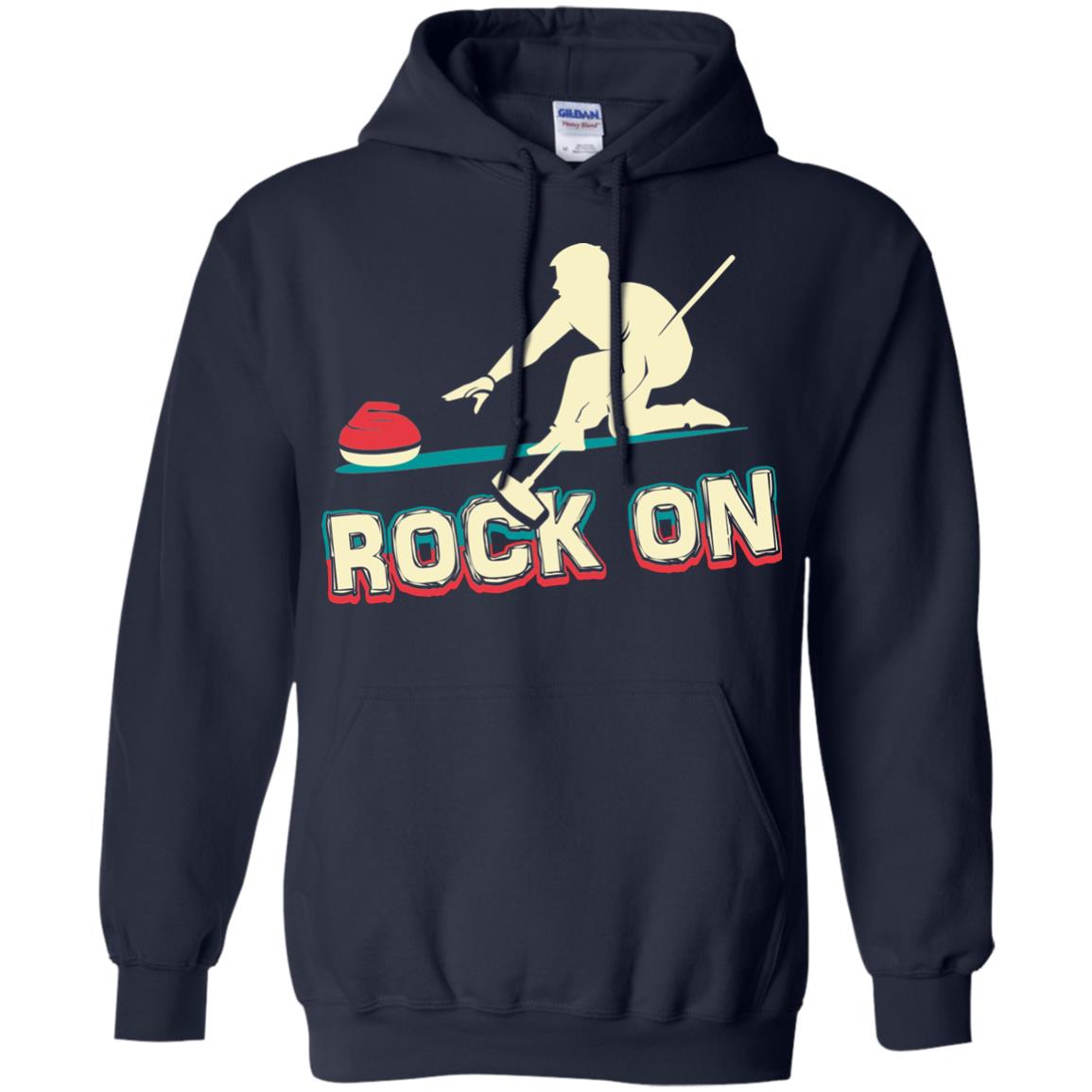 Curling Winter Lover T-shirt Rock On Curling Winter Sports Navy