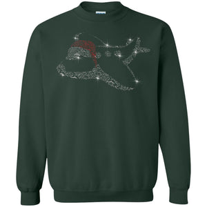 Airplane With Santa Hat Merry Christmas Gift Shirt For Mens Womens KidsG180 Gildan Crewneck Pullover Sweatshirt 8 oz.