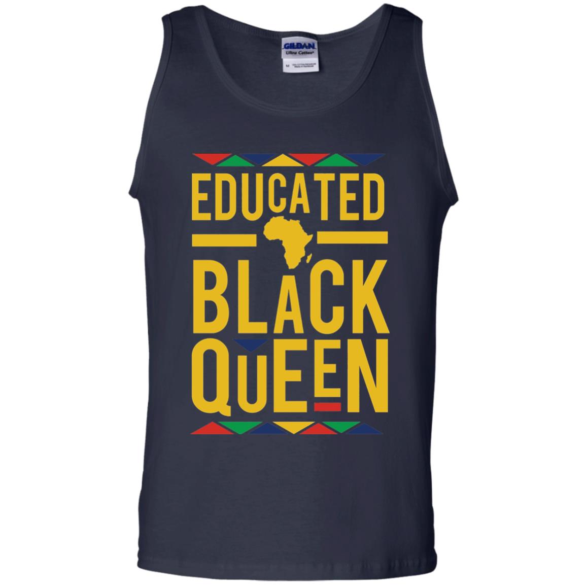 African Dna Pride T-shirt Dashiki Educated Black Queen Navy