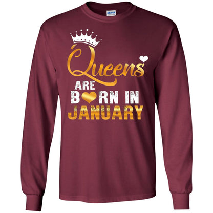 Birthday T-shirt Queens Are Born Iin January Maroon