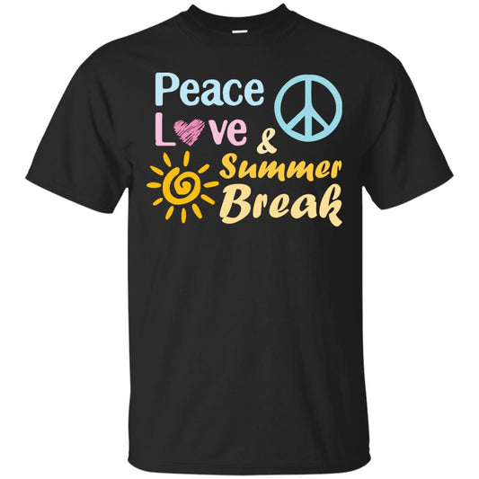 Peace Love And Summer Break Shirt For Summer Vacation 2018 Black