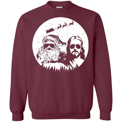 Christmas T-shirt Jesus And Santa Claus Maroon