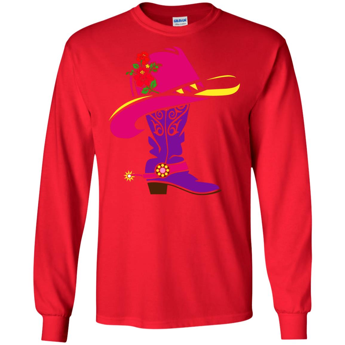 Cowgirl Boots With Hat T-shirt Red