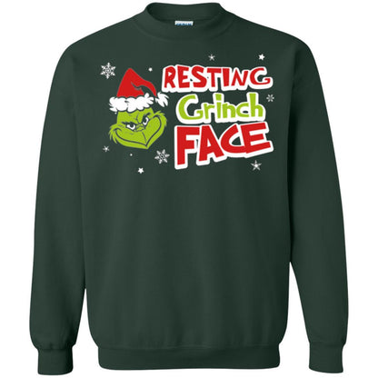 Christmas T-shirt Resting Grinch Face Forest Green