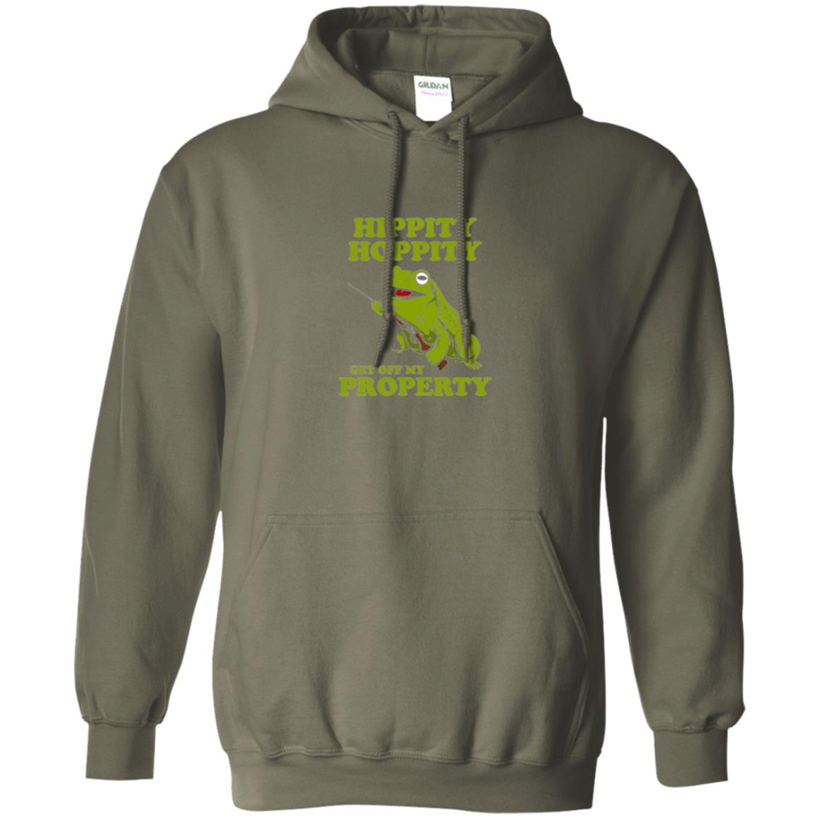 Frog Lover T-shirt Hippity Hoppity Get Off My Property Military Green