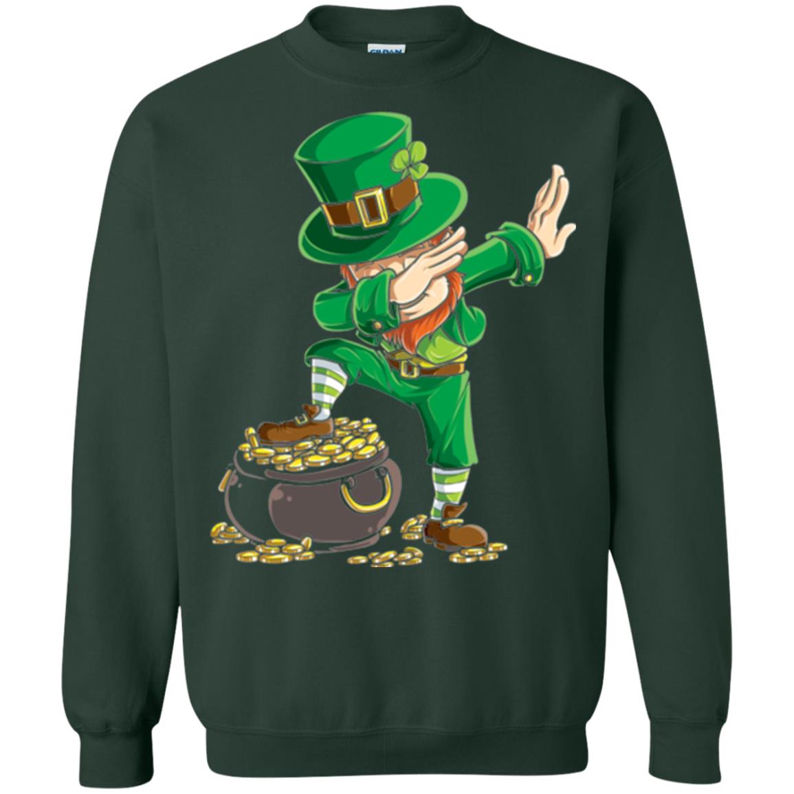 Dabbing Leprechaun Saint Patrick's Day T-shirt Forest Green
