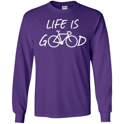 Bicycle T-shirt Life Is Good T-shirt Purple