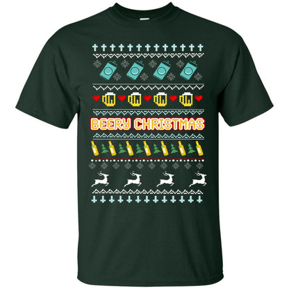 Beery Christmas Merry X-mas Beer Drinking Lovers Gift Shirt Forest
