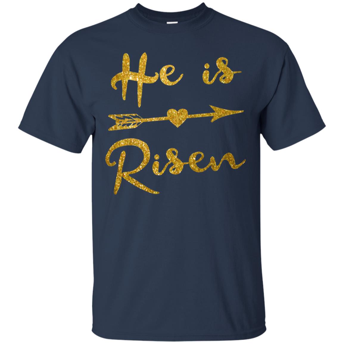 He Is Risen Christian T-shirt Navy