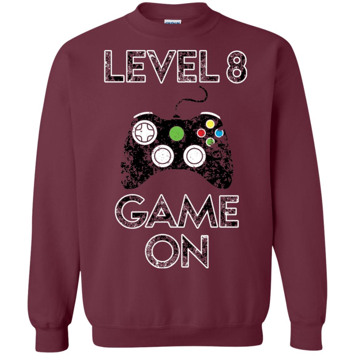 Kids Level 8 Game On 8th Birthday Gift T-shirt Maroon