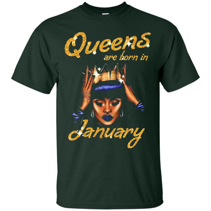 Birthday T-shirt Queens Are Born In January Forest Green