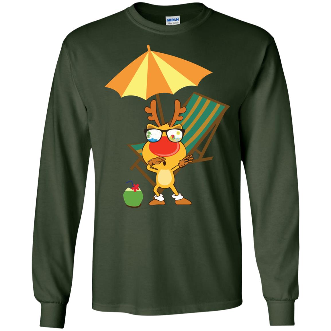 Dabbing Reindeer With Sunglasses Celebrate Xmas In July 2018 Shirt Forest Green