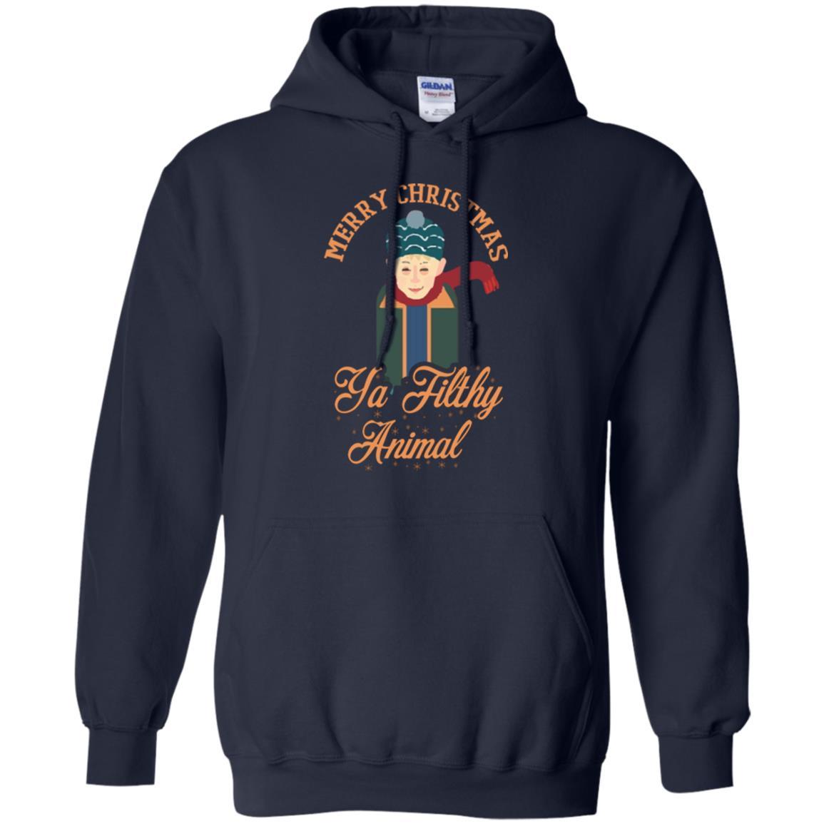 Christmas T-shirt Merry Christmas Ya Filthy Animal Navy