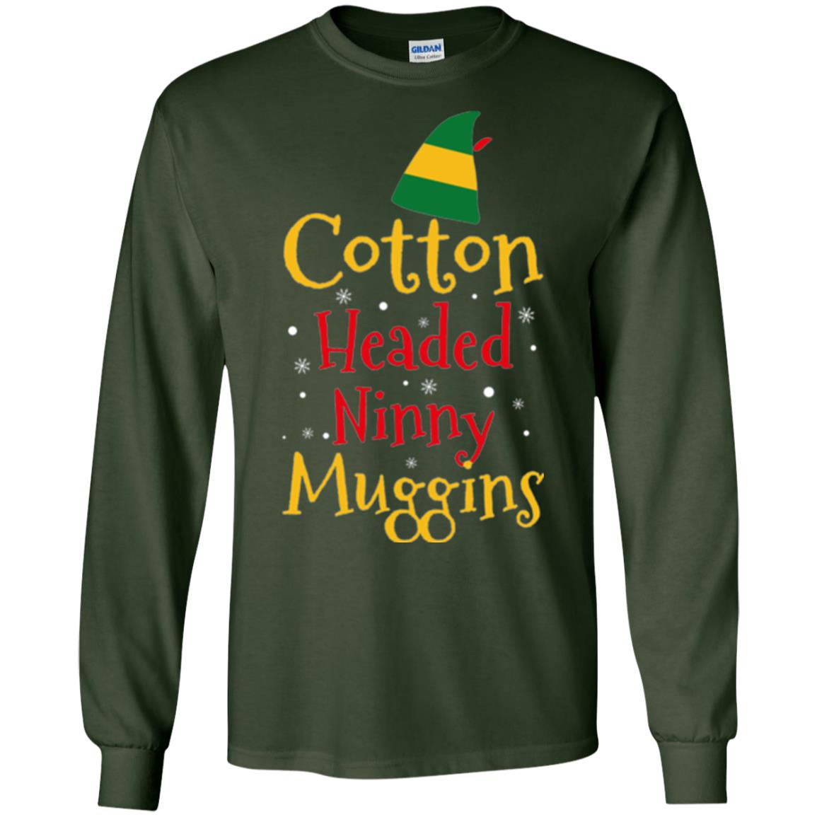 Funny Elf T-shirt Cotton Headed Ninny Muggins Forest Green