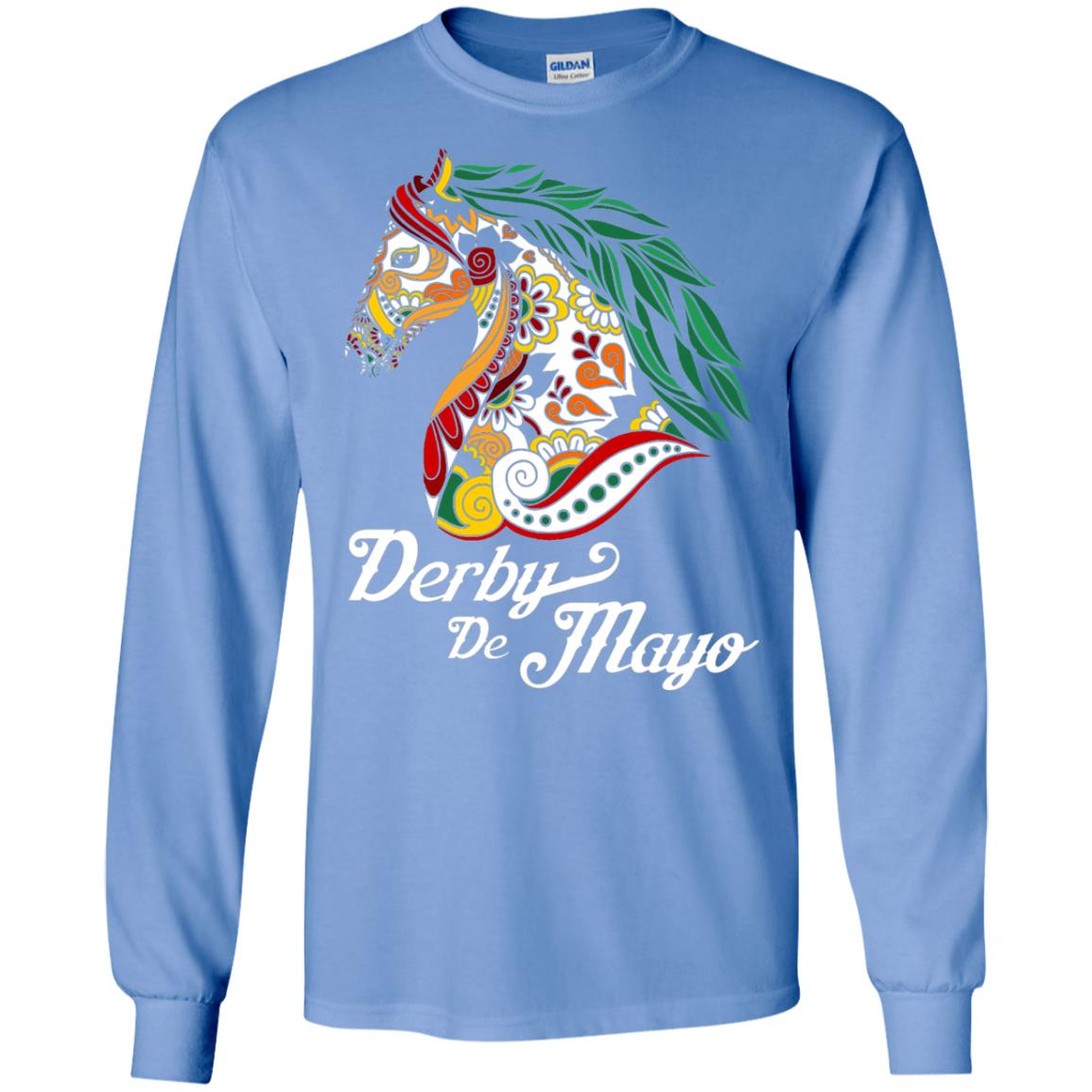 Derby Cinco De Mayo Floral Horse Race T-shirt Carolina Blue