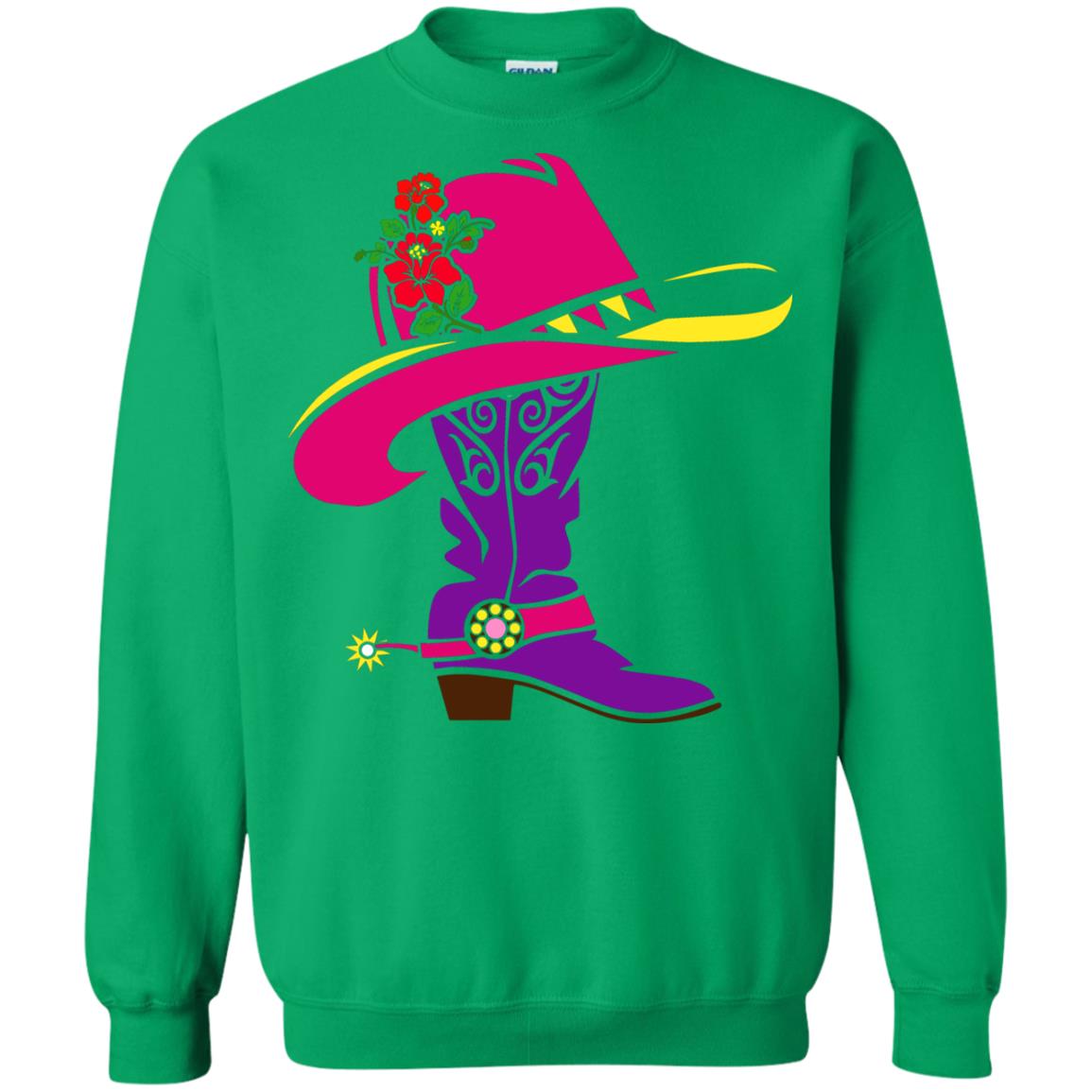 Cowgirl Boots With Hat T-shirt Irish Green