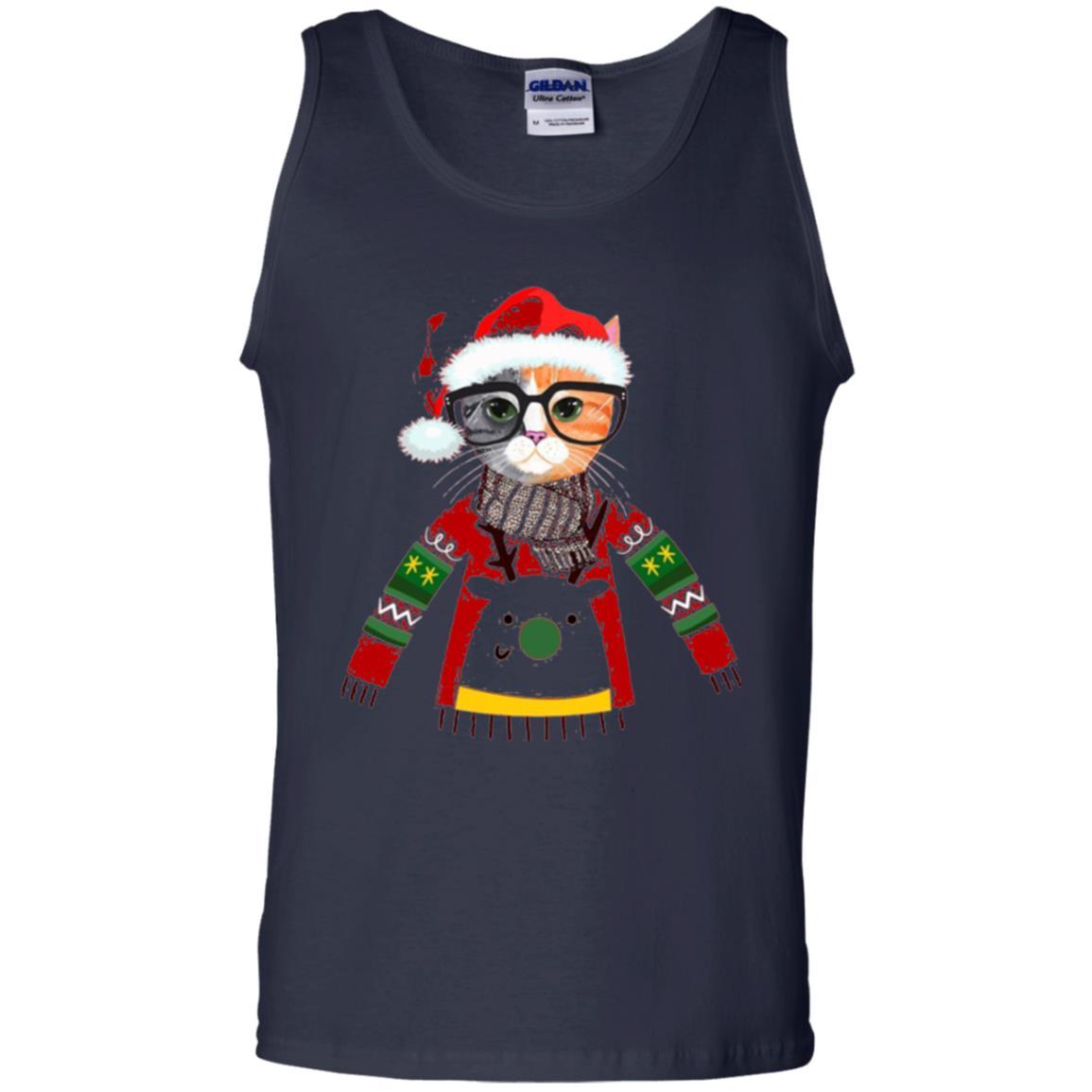 Christmas T-shirt Cat Lover Meowy Christmas T-shirt Navy