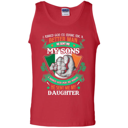 He Sent Me My Sons He Sent Me My Daughter Saint Patrick's Day Shirt For Dad Red